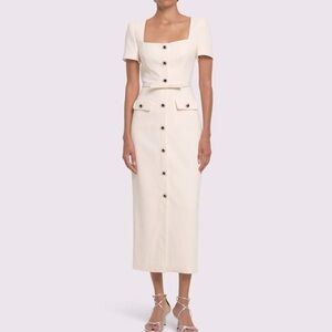 Self-Portrait Crepe Button Midi Dress